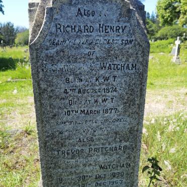 WATCHAM Richard Henry 1874-1877 :: WATCHAM Trevor Pritchard 1890-1963