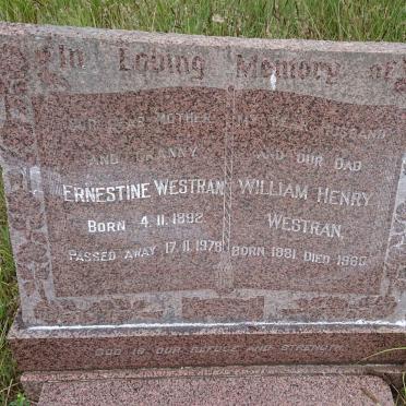 WESTRAN William Henry 1881-1960 &amp; Ernestine 1892-1978