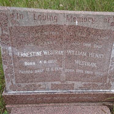 WESTRAN William Henry 1881-1960 &amp; Ernestine 1892-1978