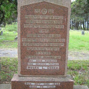 COHEN Moses L. -1938 