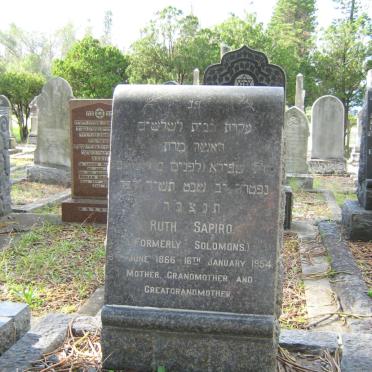 SHAPIRO Ruth formerly SOLOMONS 1866-1954