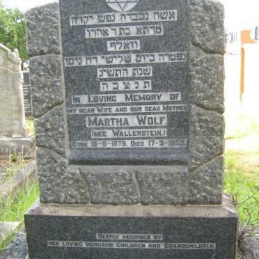 WOLF Martha nee WALLERSTEIN -1953