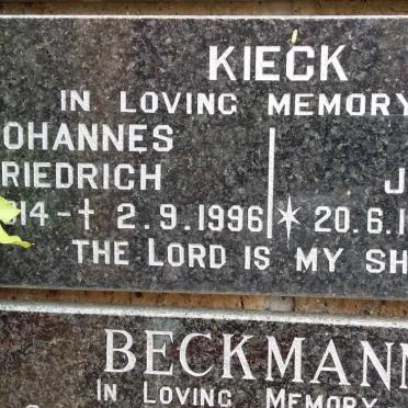 KIECK Johannes Friedrich 1914-1996 &amp; Olga Johanna 1927-