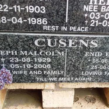 CUSENS Joseph Malcolm 1929-2006 &amp; Enid Emma 1924-2014