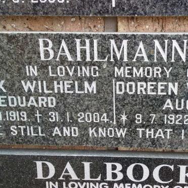 BAHLMANN Felix Wilhelm Eduard 1919-2004 &amp; Doreen Wilhelmine Auguste 1922-2002