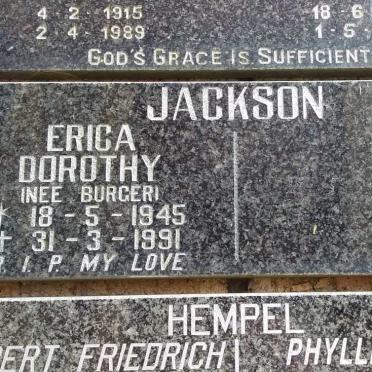 JACKSON Erica Dorothy nee BURGER 1945-1991