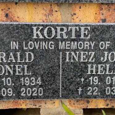 KORTE Gerald Lionel 1934-2020 &amp; Inez Johanna Helena 1936-2023