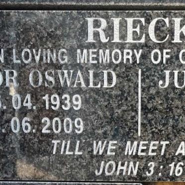 RIECK Trevor Oswald 1939-2009 &amp; June Elizabeth 1941-2004