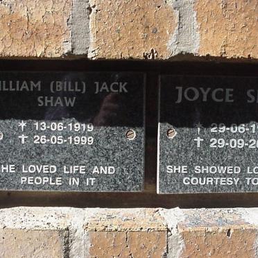 SHAW William Jack 1919-1999 :: SHAW Joyce 1915-2005