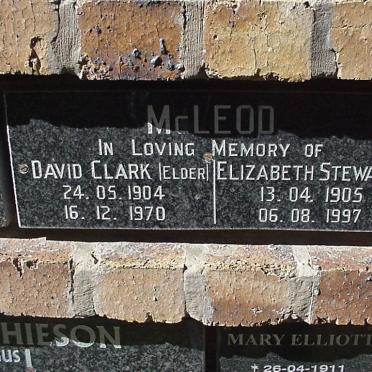 McLEOD David Clark 1904-1970 &amp; Elizabeth Stewart 1905-1997