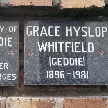 WHITFIELD Grace Hyslop nee GEDDIE 1896-1951