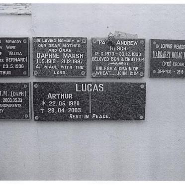 Eastern Cape, EAST LONDON, Cambridge, St Marks Anglican Church, Memorial Wall