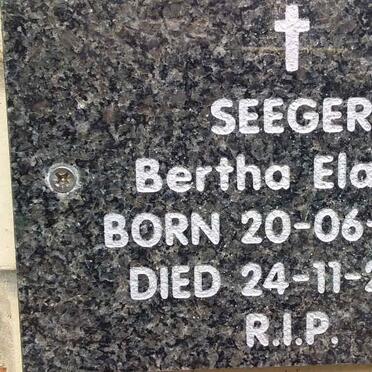 SEEGER Bertha Elaine 1930-2019