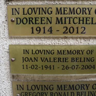 MITCHELL Doreen 1914-2012 :: BELING Joan Valerie 1941-2004 :: BELING Gregory Ronald