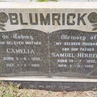 BLUMRICK Samuel Herbert 1896-1966 &amp; Camelia 1898-1969