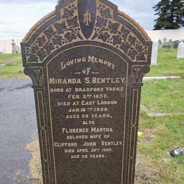 BENTLEY Miranda S. 1850-1909 :: BENTLEY Florence Martha -1920