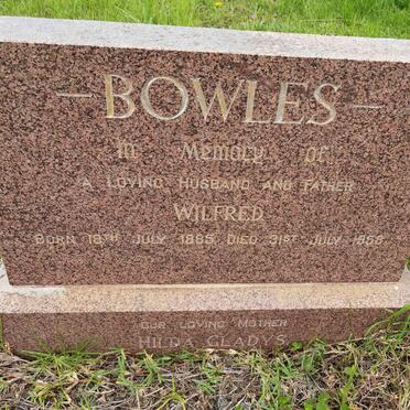 BOWLES Wilfred 1885-1958 & Hilda Gladys
