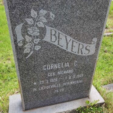 BEYERS Cornelia C. nee NIEMAND 1926-1969