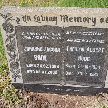 BODE Theodor Albert 1899-1963 &amp; Johanna Jacoba 1906-2003