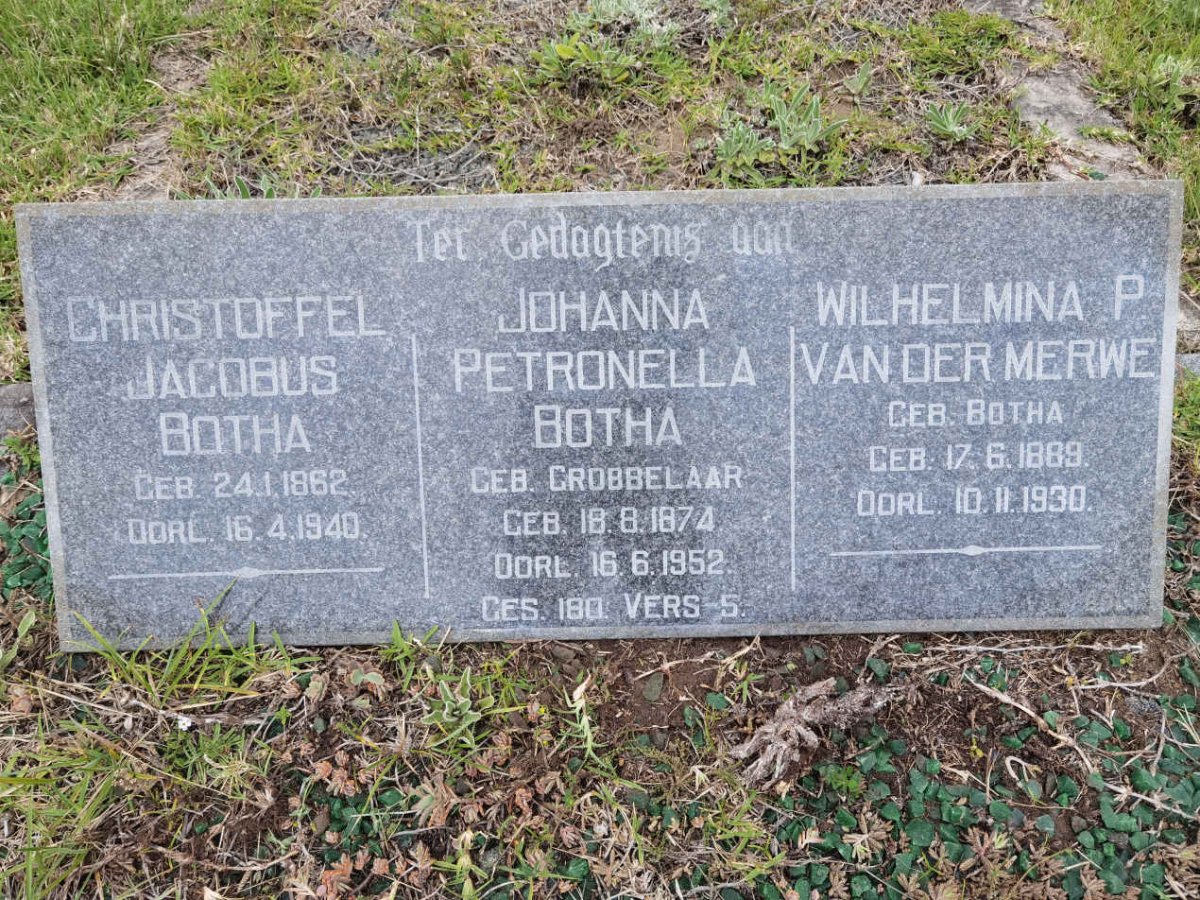 BOTHA Christoffel Jacobus 1862-1940 &amp; Johanna Petronella GROBBELAAR 1874-1952