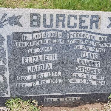 BURGER Floris Johannes Gerhardus 1887-1964 & Elizabeth Jacoba 1904-1985