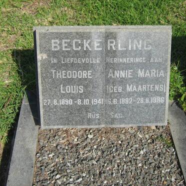 BECKERLING Theodore Louis 1890-1941 &amp; Annie Maria MAARTENS 1892-1986