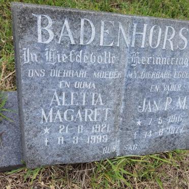 BADENHORST Jan P.M. 1916-1977 &amp; Aletta Magaret 1921-1999