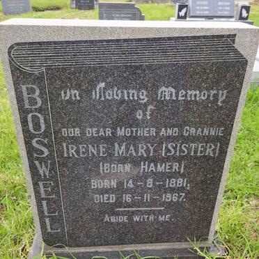 BOSWELL Irene Mary nee HAMER 1881-1967
