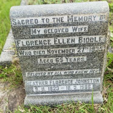 BIDDLE Florence Ellen -1935 :: JOHNSTON Heather Florence 1923-1966