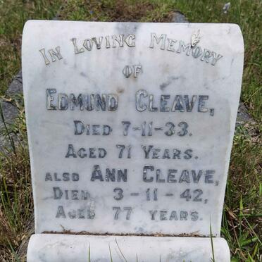 CLEAVE Edmund -1933 &amp; Ann -1942