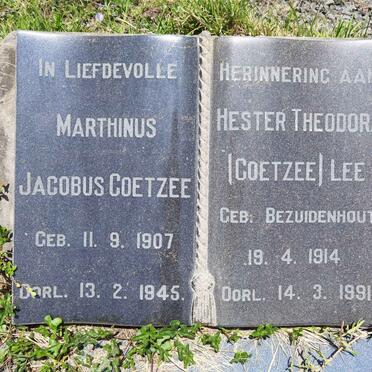 COETZEE Marthinus Jacobus 1907-1945 & Hester Theodora LEE previously COETZEE nee BEZUIDENHOUT 1914-1991