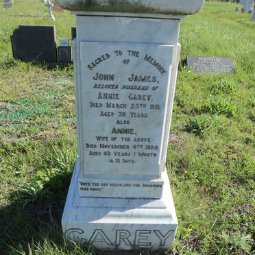 CAREY John James -1919 &amp; Annie -1920