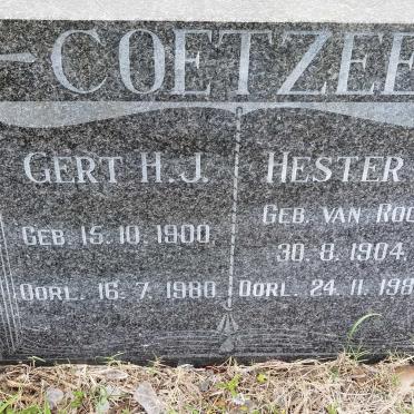 COETZEE Gert H.J. 1900-1980 &amp; Hester H. VAN ROOY 1904-1985