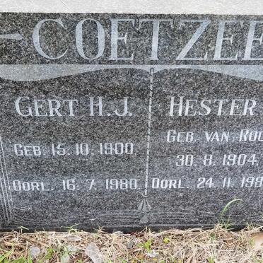COETZEE Gert H.J. 1900-1980 &amp; Hester H. VAN ROOY 1904-1985