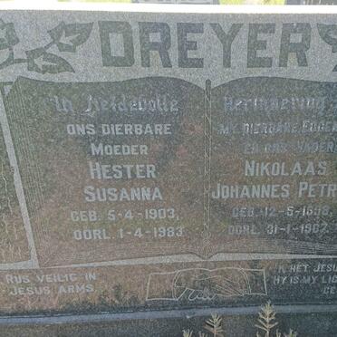 DREYER Nikolaas Johannes Petrus 1898-1967 &amp; Hester Susanna 1903-1983