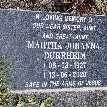 DURRHEIM Martha Johanna 1927-2020