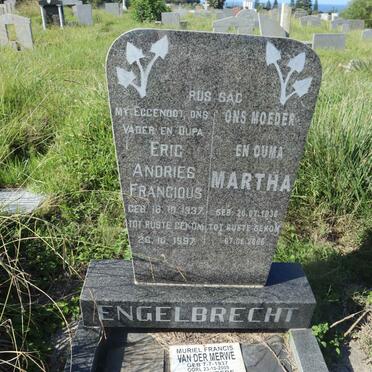 ENGELBRECHT Eric Andries Francious 1937-1997 &amp; Martha 1938-2006 :: VAN DER MERWE Muriel Francis 1937-2009