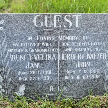 GUEST Herbert Walter John 1906-1999 &amp; Irene Evelina Jane 1901-1981