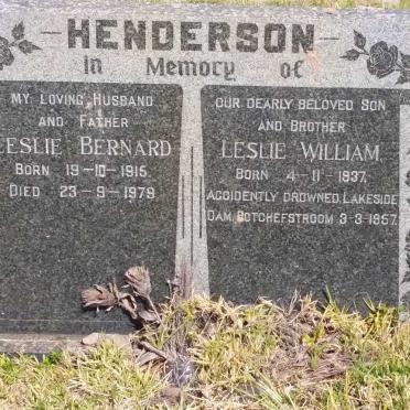 HENDERSON Leslie Bernard 1915-1979 :: HENDERSON Leslie William 1937-1957