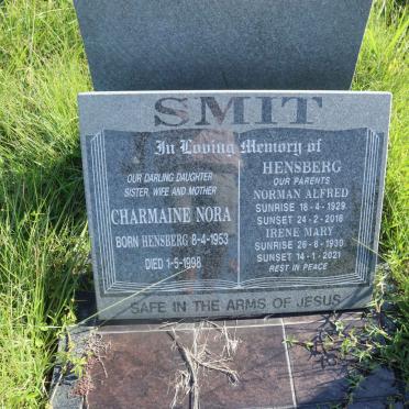 HENSBERG Norman Alfred 1929-2018 &amp; Irene Mary 1930-2021 :: SMIT Charmaine Nora nee HENSBERG 1953-1998