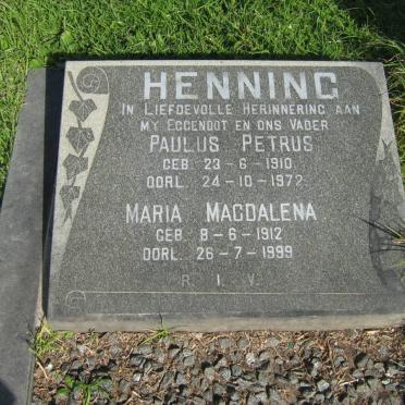 HENNING Paulus Petrus 1910-1972 &amp; Maria Magdalena 1912-1999