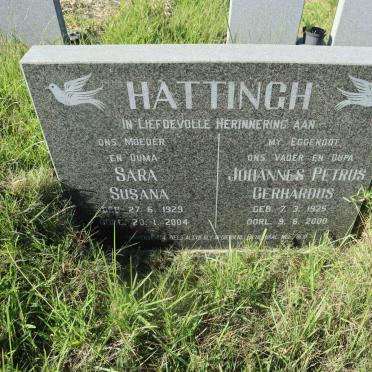 HATTINGH Johannes Petrus Gerhardus 1925-2000 &amp; Sara Susana 1929-2004