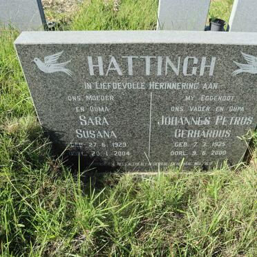HATTINGH Johannes Petrus Gerhardus 1925-2000 &amp; Sara Susana 1929-2004