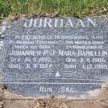JORDAAN Johannes P.J. 1895-1984 &amp; Mara Daniellina 1905-1999