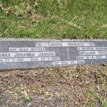 JANSEN William Peter 1897-1960 & Anna Johanna 1901-1986