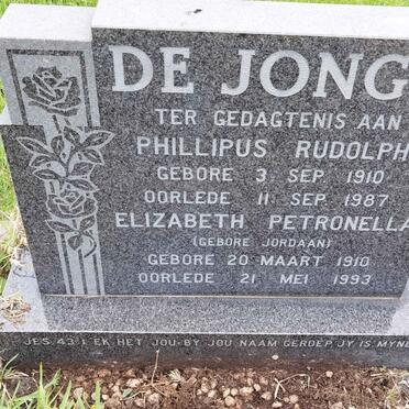 JONGH Phillipus Rudolph, de 1910-1987 &amp; Elizabeth Petronella JORDAAN 1910-1993