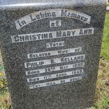 KELLAND Christina Mary Ann 1890-1940