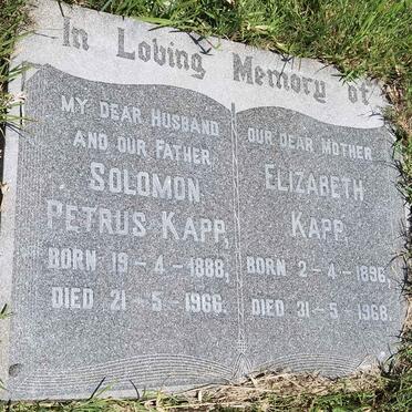 KAPP Solomon Petrus 1888-1966 &amp; Elizabeth 1896-1968