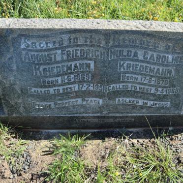 KRIEDEMANN August Friedrich 1869-1951 &amp; Hulda Caroline 1879-1968
