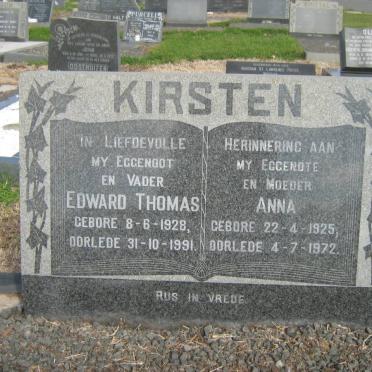KIRSTEN Edward Thomas 1928-1991 &amp; Anna 1925-1972